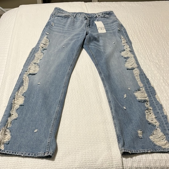 Zara brand new Mid rise wide leg ripped jeans - Picture 5 of 6